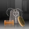 4PCS Beard Brush Set för män Dubbelsidig Styling Comb Scissor med förvaringsväska Kit Male Facial Shaving Care Tool Hårborstar