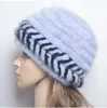 Fashion Accessories Winter Women Real Mink Fur Hats Warm Knitted Cap Fashion Ladies Genuine Beanie