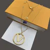 Big Round Pendant Necklace Hollow Letter Neckwear Fashion Chic Gold Plated Jewelry Simple Casual Necklaces