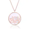 Latt Lotus Rodada Em Forma Rosa Gold Natural Pearl Shell Colar Pingente de Jóias Moda Necklac