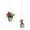 Metal Hanging Planter Pot Indoor Outdoor Flower Plant Holder Green Roundgarden s Planters 211130