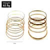 Bangle Fashion Western Jewelry Metal Bangles 12 Pcs Simple Multilayer Leopard Pearl Gold Bracelet For Womens And Girls