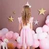 VIKITA, vestido de verano para niñas, Vestidos de lentejuelas de mariposa para niñas, Vestidos elegantes de princesa para niñas, Vestidos dulces para fiesta de cumpleaños G1129