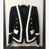 HAUTE QUALITÉ Fashion Designer Blazer Veste Femme Classique Noir Blanc Couleur Bloc Boutons En Métal 211006