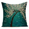 Yastık/Dekoratif Yastık Yastık Yağlı Yağlı Yeşil Ağaç Çiçek Pamuk Keten Kapak Dekoratif Kanepe Oturma Odası Dekorasyonu