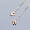 Moda Gold Color Four Leaf Clover Drop Kolczyki 100% 925 Sterling Silver Charm Długie Tassel Dangle Fine Jewelry 210707