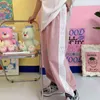 Qweek kawaii joggare mjuk flicka stil Kvinnors sportbyxor harajuku rosa breda byxor kvinnlig tecknad överdimensionella sweatpants koreanska y211115