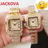 Męskie kobiety Square Diamonds Pierścień Zegarek Klasyczny Romański Numer Date Date Zegarki 40mm 32mm Wszystkie Klasyczne pary Klasyczne Luksusowe Wristwatch Reloj de Lujo