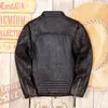 Giacca da uomo in pelle sintetica 2021 vintage marrone genuina da uomo stile motociclista Plus Size 5XL colletto alla coreana cappotto da motociclista sottile in vera pelle bovina naturale