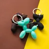 10 adet / grup 5 Renk Yumuşak Kauçuk PVC Stereo Anahtarlık Güzel Hediye DIY Kolye Araba İç Kore Tarzı Balon Köpek Karikatür Anahtarlık Anahtar Zincirleri