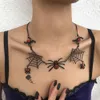 2021 90s Punk Araignée Pendentif Cristal Colliers pour Femmes Goth Vintage Mode Charme Épines Clavicule Collier Y2K Bijoux Cadeau