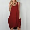 Tanque vestido de verão solto vintage midi sem mangas mulher plus tamanho vestidos para mulheres casuais roupas vestidos