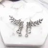 Charms Ear Stud Clip Rings Korea Dongdamen Women's Leaf Tassel Crystal Water Drop Resin Alloy