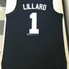 Nikivip Weber State Wildcats College Damian Lillard #1 흰색 검은 보라색 복고풍 농구 저지 남자 스티치 커스텀 숫자 이름 유니폼