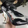 Designer donna OPYUM scarpe eleganti CASSANDRA mostra stili sandali Tacco nero Vernice sandalo donna tacco alto 10 cm moda marchio di lusso vera pelle di alta qualità