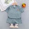 Verão Kids Tracksuit 2021 Moda Arco-íris Letras Dois Peça Set Manga Curta Rodada Pescoço T Shorts Crianças Sports Ternos G4Y8Q8U