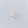 Cute Symbol Asymetria Kolczyk Dla Kobiet Sterling Silver 925 Radiant AAA Cyrkon Drop Dangle Fine Jewelry 210707