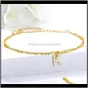 Kleine A-Z eerste letter Anklets for Women Roestvrij staal Goud Alfabet Cubaanse link Anklet Bracelet Boho Beach Sieraden Gift