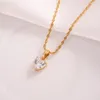 White Rhinestones Love Heart Hanger Fijne Solid 9k Gold CZ Ketting Oorbellen Set Kostuum Sieraden