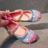 2020 الأميرة الأحذية الجلدية للأطفال الفتيات زهرة عارضة بريق الأطفال شقة وحيد الفتيات أحذية bowknot الأسود الوردي size24-38 x0703