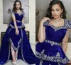 Mermaid Moroccan Kaftan Prom dresses With Tassel royal blue peplum Algerian outfits Karako Velour Appliques Islamic evening Gown