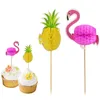 Andra festliga parti supplies 20 / 40pcs flamingo ananas tårta toppar cupcake flaggor hawaiian bröllop födelsedag dekoration barn favor