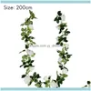 Dekorativa Blommor Kransar Festliga Tillbehör GardenArtificial Rose Flower Fake Vine Hängande Garland Ivy för Utomhus Bröllop Arch Garden Hom