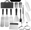 BBQ Griddle Accessories kit 14pcs Flat Top Grill Stainless Steel Scraper Teppanyaki Tool Set