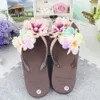 Horário de verão casual wera boa qualidade mulheres sjo plana com café floral handmade fêmea flip flops confortável desgaste acolhedor