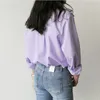 Blusas Mujer De Moda Purple Women Shirts Cardigan Long Sleeve Blouse And Tops Striped Pocket Female Ladies 7307 50 210508
