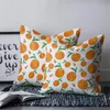 Taie d'oreiller printemps Orange Oranges feuilles vertes imprimées, taie d'oreiller en tissu peluche, décoration de la maison