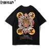 Loose Original Hip Hop Men Streetwear T-shirt TIGER I Snake Lato Krótki Rękaw Bawełniane Topy Tees