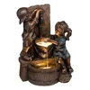 Jardim decorações menino menina com fireflies statue resina jar lunático jardim floral pátio escultura ao ar livre impermeável