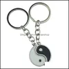 Porte-clés Accessoires De Mode Vintage Éléments Chinois De Yin Yang Taiji Bagua Couple Porte-clés Pour Clés De Voiture Porte-clés Pendentif Charme Alliage Gif