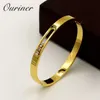 Marca Girlable Bangles para Mulheres Homens Gold-Color Slide Lover Bangles Black CZ Crystal Pulseiras Simples U Buckle K0075 Q0717