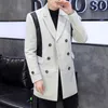 Mannen Blazers Winter Wollen Jas Double Breasted Casual Jurk Jassen Slim Fit Lange Pak Jassen Blazer Masculino 210527