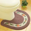 牧歌的なスタイルのトイレの敷物の花柄のバスルームのマットu形状のトイレのカーペットの床の装飾バスマットセット繊維トイレ210622