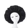 Donna Lady Tinta unita Extra Large Cappelli da notte in raso Cappucci per dormire Cura dei capelli Copricapo da bagno largo Accessori moda