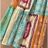 Summer Women Indie Folk Floral-Print Cotton Skirt 210524
