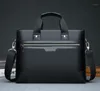 Förvaringspåsar Weixier män PU Läder Skulder Mode Business Handväskor Svart Väska för Document Laptop Briefcases