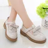 Girls Leather Shoes British Style Oxfords T-strap with Bow-knot Princess Sweet Soft Thick Sole Anti-slippery Kids Children Flats X0703