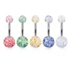 Sequins Belly Button Ring for Women Navel Piercing Acrylic Bar Stud Stainless Steel Barbell Nombril Sexy Body Jewelry