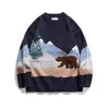 Suéteres masculinos suéter para hombres con oso de nieve oso mosaico de mosaico de punto