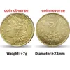 dekoracja liberty amerykańskie monety Morgan 10pcs 23 mm złote monety artystyczne rzemiosło