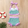 One Pieces Bikini Swimsuit For 1-6 Year Girls Child Baby Summer Kids Print Bowknot Swimwear Outfits Set Children