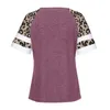 Leopard print short-sleeved top fashion women's loose O-neck hit color tees casual and comfortable plus size T-shirt summer 2021 Y0621
