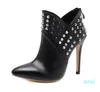 black rivets high heels designer booties top PU pointed toe ankle booties designer boots fashion women shoes
