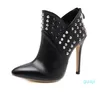 Black Rivets High Heels Designer Booties Top PU Pekad Toe Ankel Booties Designer Boots Fashion Women Shoes