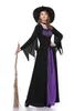 Costumes de vampire de sorcières d'Halloween pour femmes adultes effrayantes pourpre carnaval Perction Performance Drama Vêtements avec chapeau avec chapeau