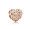 925 Sterling zilveren bedels Double Heart 18K Rose Gold Fit Originele Europese Bead DIY Armband Pandora Charm Mode-sieraden Accessoires